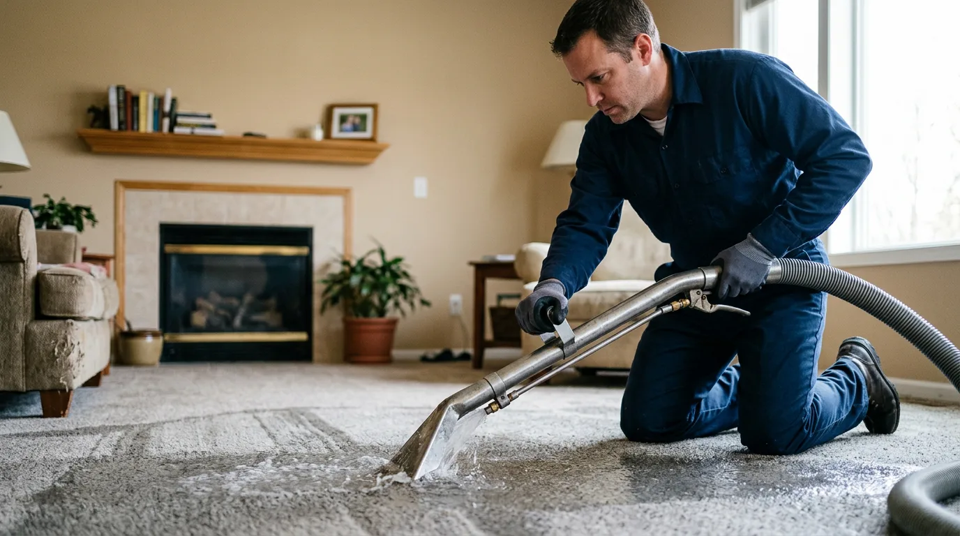 Water damage restoration technician working near Macungie, PA